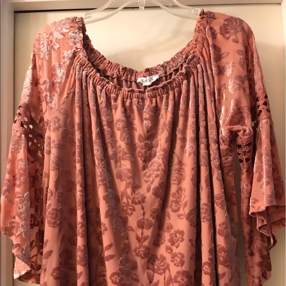 Haley K Velveteen, Flowing Sleeve Blouse, Size XL